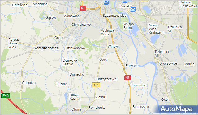 mapa Górki gmina Prószków, Górki gmina Prószków na mapie Targeo