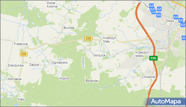 mapa Gorzyca gmina Lubin, Gorzyca gmina Lubin na mapie Targeo