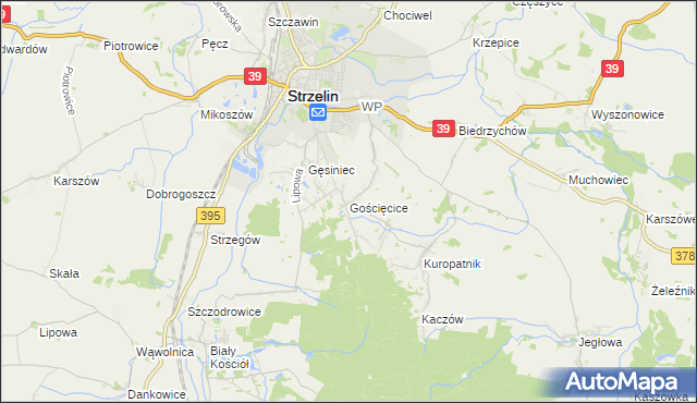 mapa Gościęcice, Gościęcice na mapie Targeo