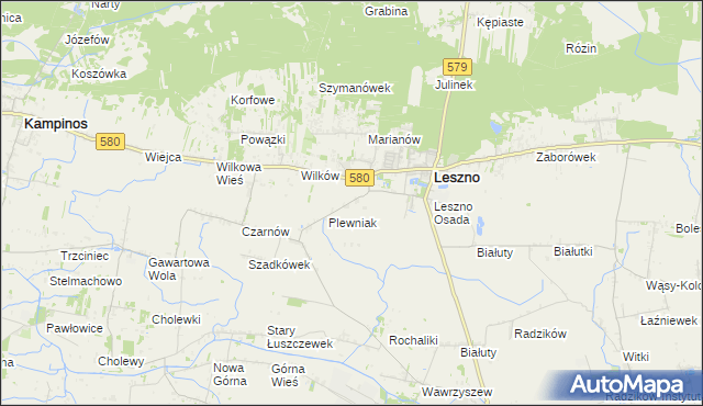 mapa Grądki gmina Leszno, Grądki gmina Leszno na mapie Targeo