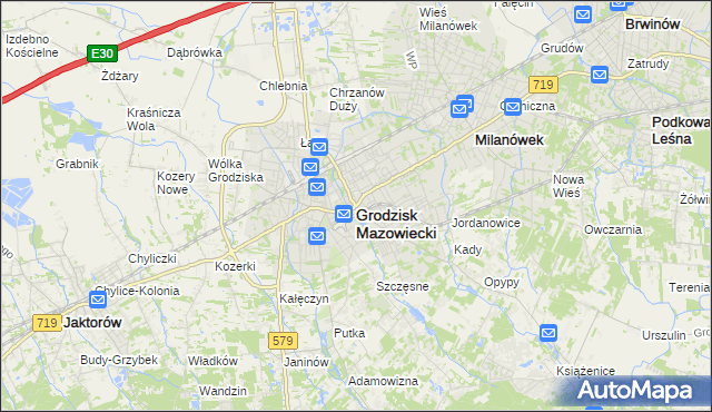 mapa Grodzisk Mazowiecki, Grodzisk Mazowiecki na mapie Targeo
