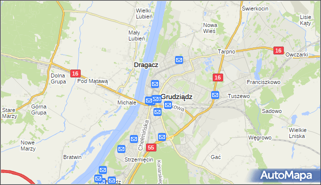 mapa Grudziądza, Grudziądz na mapie Targeo