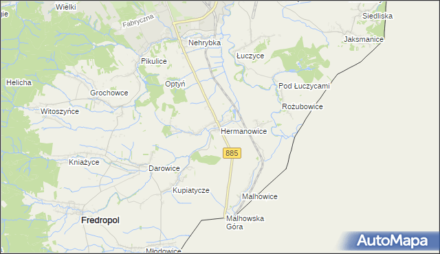 mapa Hermanowice, Hermanowice na mapie Targeo