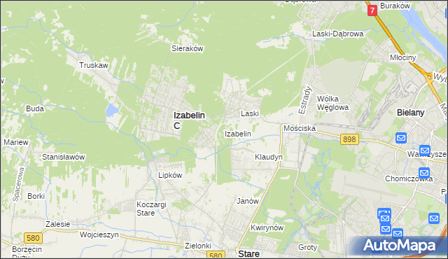 mapa Izabelin powiat warszawski zachodni, Izabelin powiat warszawski zachodni na mapie Targeo