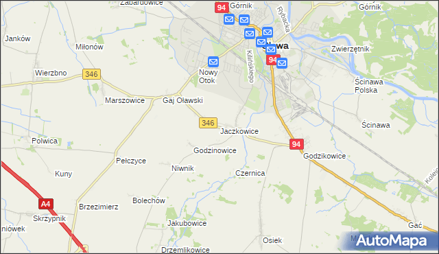 mapa Jaczkowice, Jaczkowice na mapie Targeo