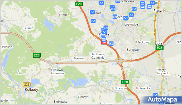 mapa Jankowo Gdańskie, Jankowo Gdańskie na mapie Targeo