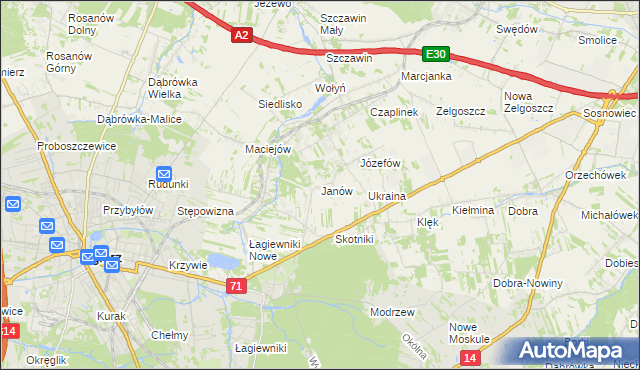 mapa Janów gmina Zgierz, Janów gmina Zgierz na mapie Targeo