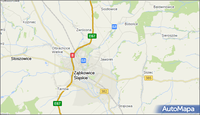 mapa Jaworek gmina Ząbkowice Śląskie, Jaworek gmina Ząbkowice Śląskie na mapie Targeo