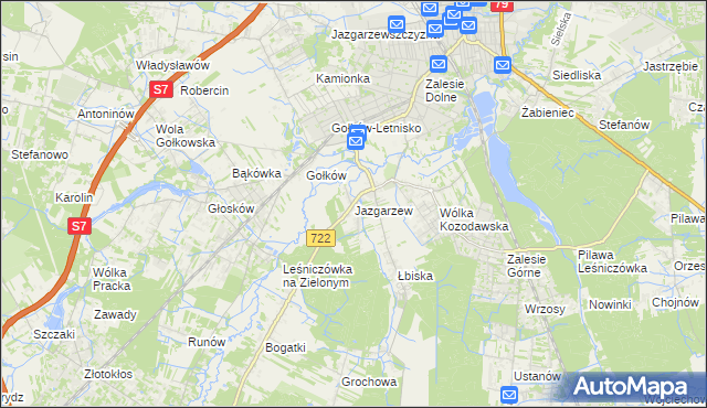 mapa Jazgarzew, Jazgarzew na mapie Targeo