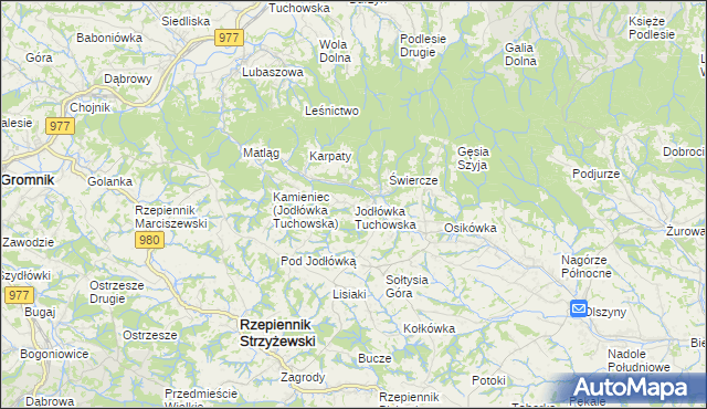 mapa Jodłówka Tuchowska, Jodłówka Tuchowska na mapie Targeo