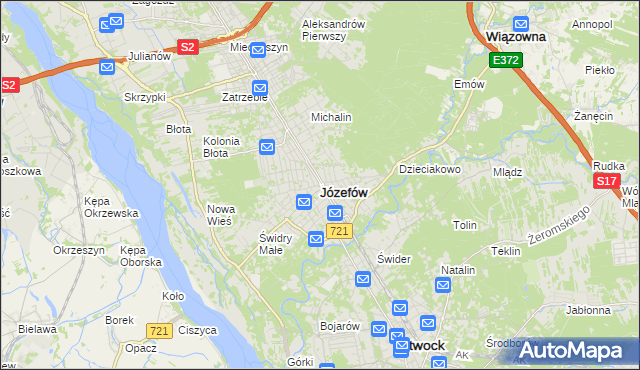 mapa Józefów powiat otwocki, Józefów powiat otwocki na mapie Targeo