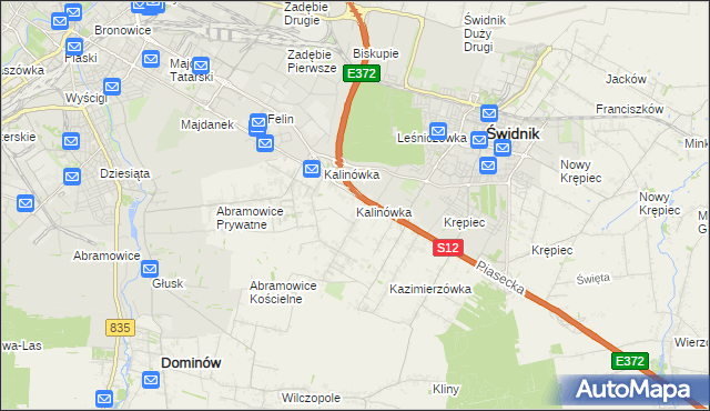 mapa Kalinówka gmina Głusk, Kalinówka gmina Głusk na mapie Targeo