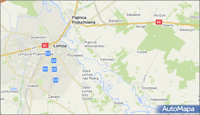 mapa Kalinowo gmina Piątnica, Kalinowo gmina Piątnica na mapie Targeo
