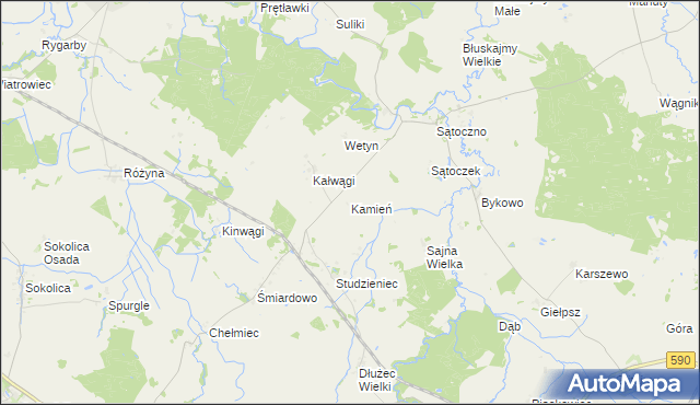 mapa Kamień gmina Korsze, Kamień gmina Korsze na mapie Targeo