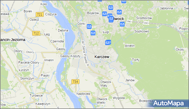 mapa Karczew powiat otwocki, Karczew powiat otwocki na mapie Targeo