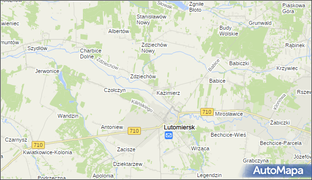mapa Kazimierz gmina Lutomiersk, Kazimierz gmina Lutomiersk na mapie Targeo