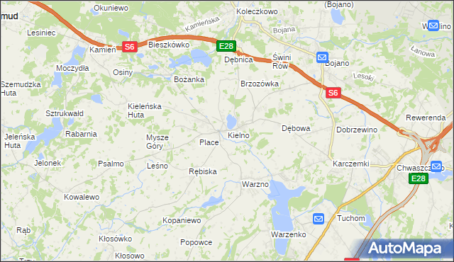 mapa Kielno gmina Szemud, Kielno gmina Szemud na mapie Targeo