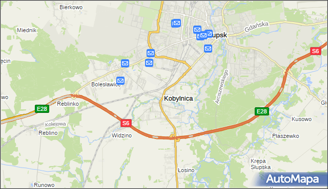 mapa Kobylnica powiat słupski, Kobylnica powiat słupski na mapie Targeo