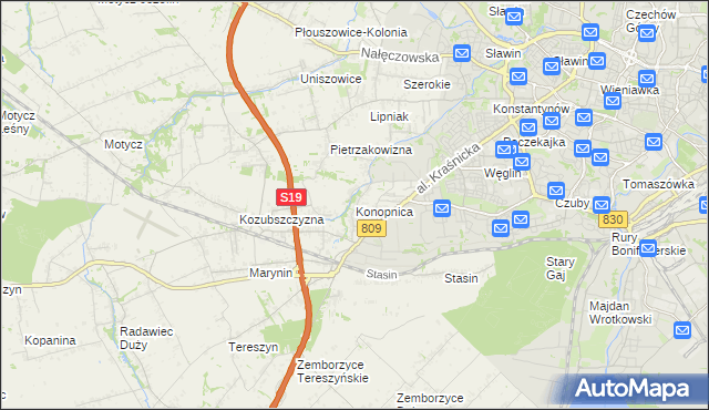 mapa Konopnica powiat lubelski, Konopnica powiat lubelski na mapie Targeo