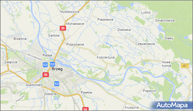 mapa Kościerzyce, Kościerzyce na mapie Targeo