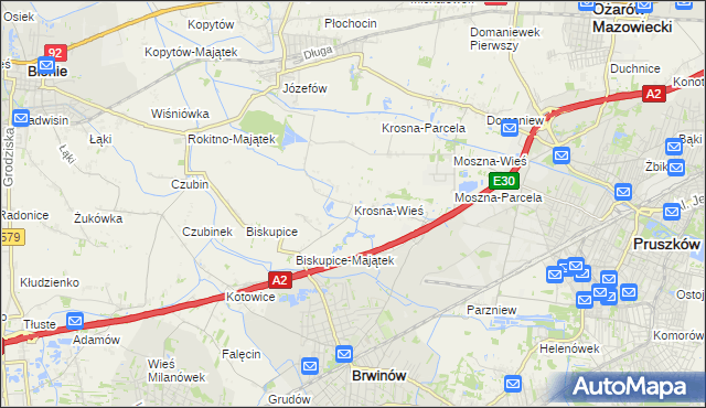 mapa Krosna-Wieś, Krosna-Wieś na mapie Targeo