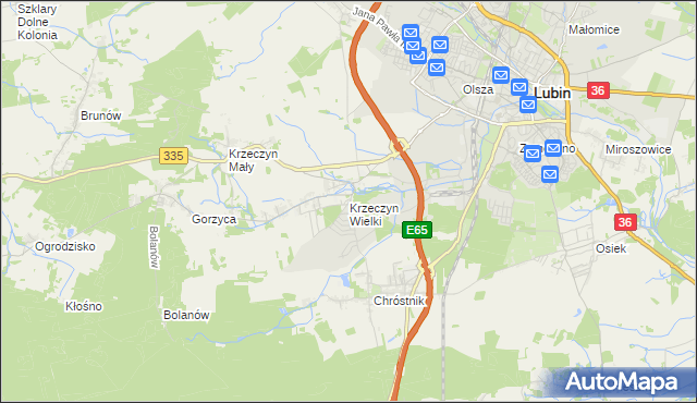 mapa Krzeczyn Wielki, Krzeczyn Wielki na mapie Targeo