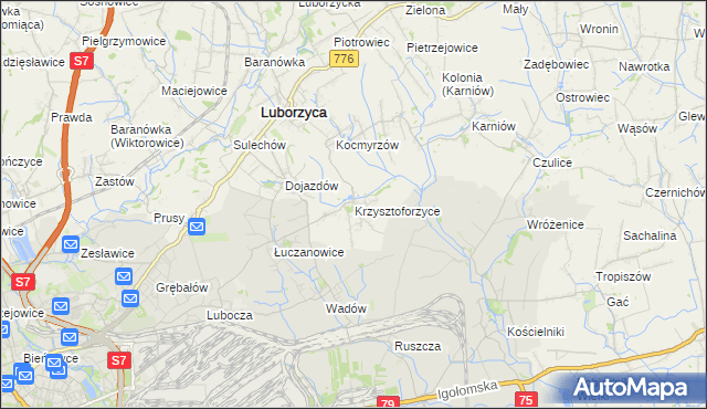 mapa Krzysztoforzyce, Krzysztoforzyce na mapie Targeo