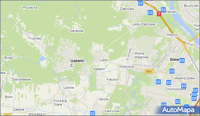 mapa Laski gmina Izabelin, Laski gmina Izabelin na mapie Targeo