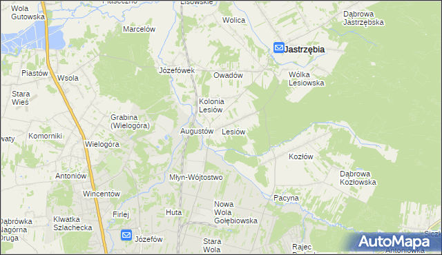 mapa Lesiów, Lesiów na mapie Targeo