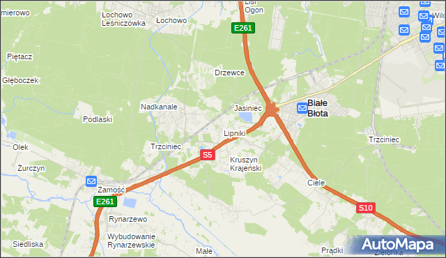 mapa Lipniki gmina Białe Błota, Lipniki gmina Białe Błota na mapie Targeo