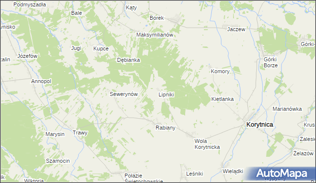 mapa Lipniki gmina Korytnica, Lipniki gmina Korytnica na mapie Targeo