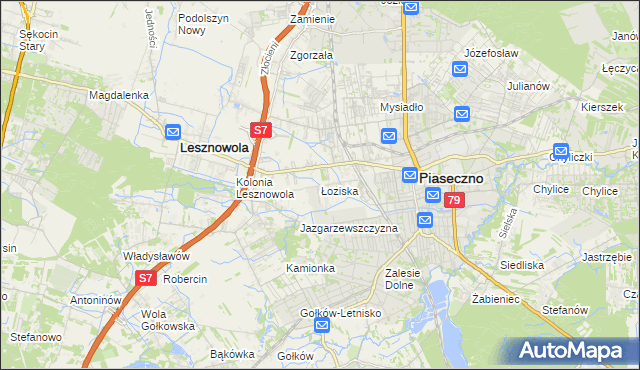 mapa Łoziska, Łoziska na mapie Targeo