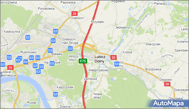 mapa Lubicz Dolny, Lubicz Dolny na mapie Targeo