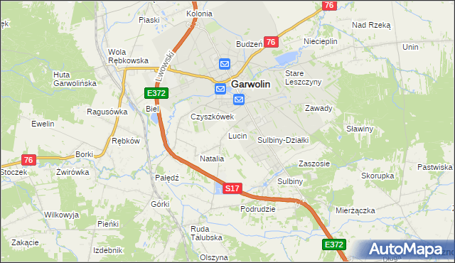mapa Lucin gmina Garwolin, Lucin gmina Garwolin na mapie Targeo
