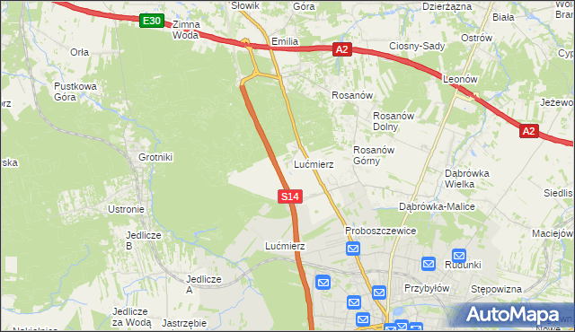 mapa Lućmierz-Las, Lućmierz-Las na mapie Targeo