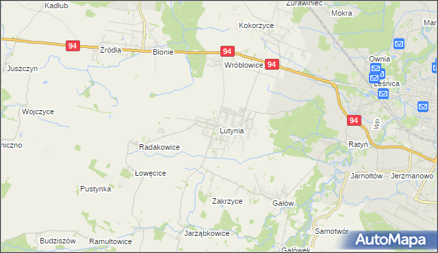 mapa Lutynia gmina Miękinia, Lutynia gmina Miękinia na mapie Targeo