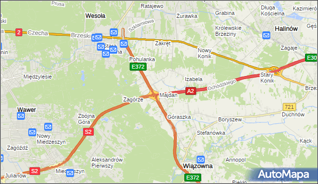 mapa Majdan gmina Wiązowna, Majdan gmina Wiązowna na mapie Targeo