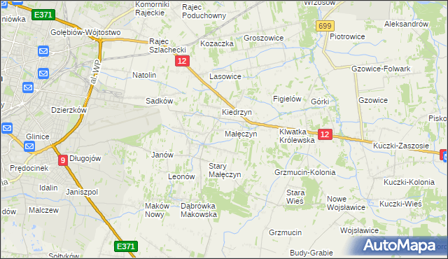 mapa Małęczyn gmina Gózd, Małęczyn gmina Gózd na mapie Targeo