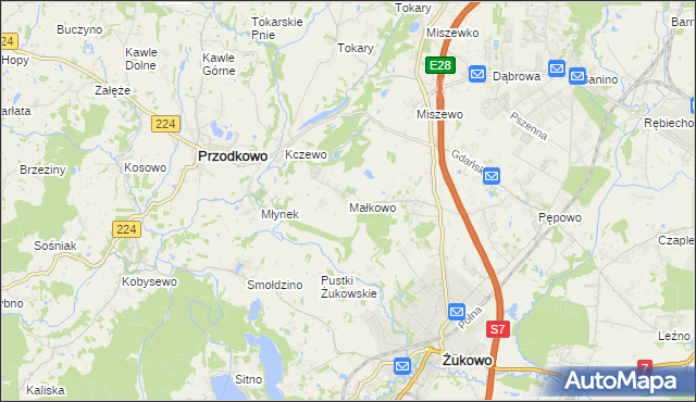 mapa Małkowo, Małkowo na mapie Targeo