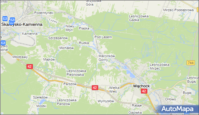 mapa Marcinków gmina Wąchock, Marcinków gmina Wąchock na mapie Targeo
