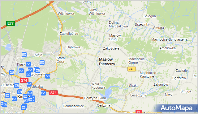 mapa Masłów Pierwszy, Masłów Pierwszy na mapie Targeo