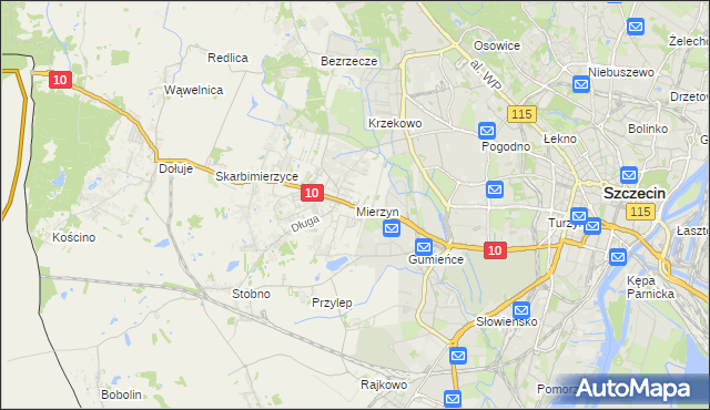 mapa Mierzyn gmina Dobra (Szczecińska), Mierzyn gmina Dobra (Szczecińska) na mapie Targeo