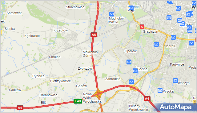 mapa Mokronos Dolny, Mokronos Dolny na mapie Targeo