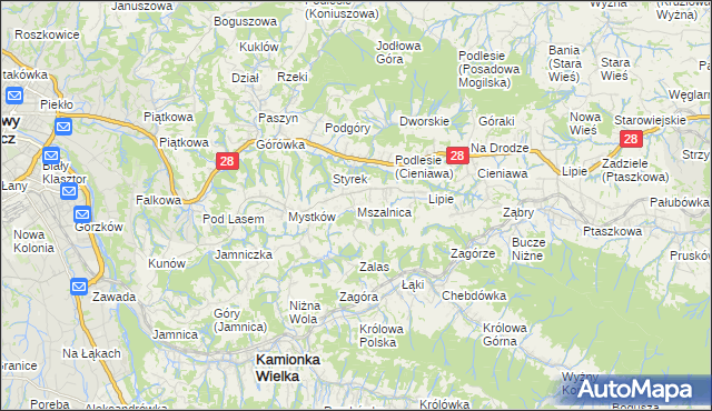 mapa Mszalnica, Mszalnica na mapie Targeo