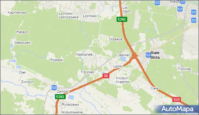 mapa Murowaniec gmina Białe Błota, Murowaniec gmina Białe Błota na mapie Targeo