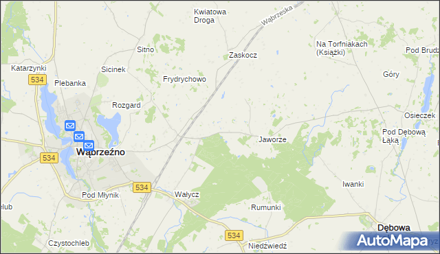 mapa Myśliwiec, Myśliwiec na mapie Targeo