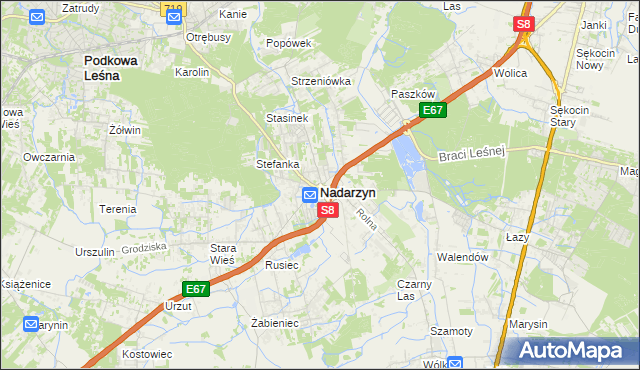 mapa Nadarzyn powiat pruszkowski, Nadarzyn powiat pruszkowski na mapie Targeo