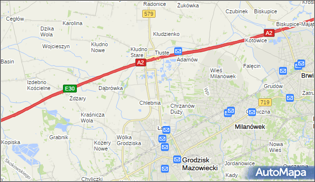 mapa Natolin gmina Grodzisk Mazowiecki, Natolin gmina Grodzisk Mazowiecki na mapie Targeo