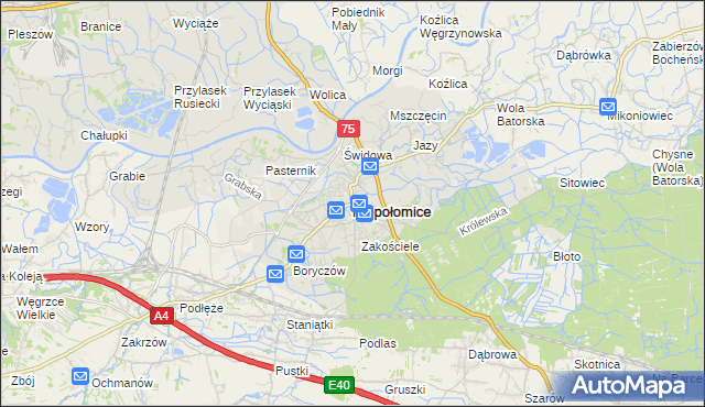mapa Niepołomice, Niepołomice na mapie Targeo