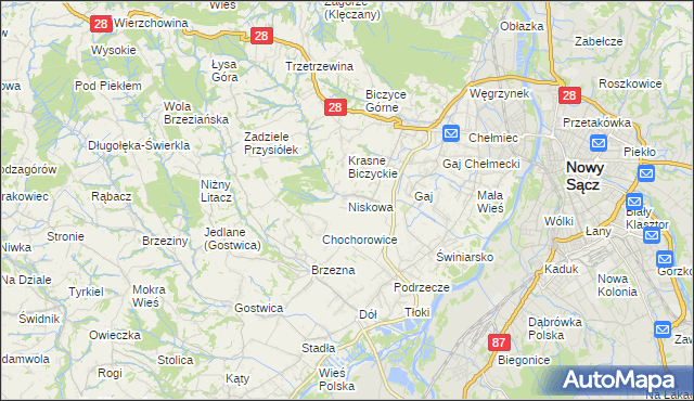 mapa Niskowa, Niskowa na mapie Targeo